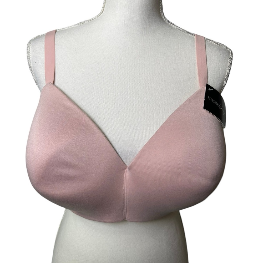 SMART & SEXY women’s pink padded wirefree full figure t shirt bra size 42DD NWT